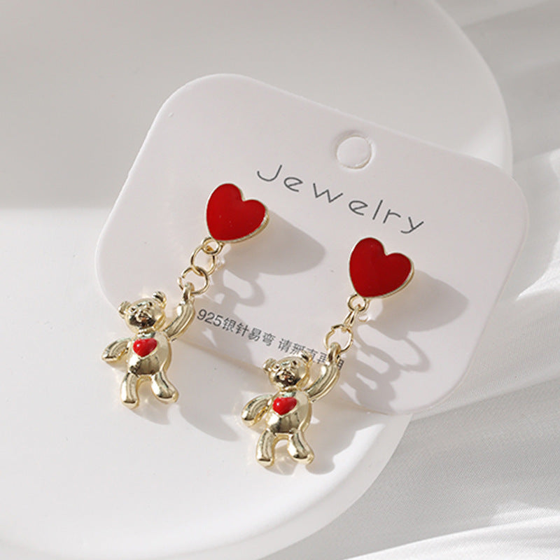 Alloy bow pearl earrings MIC-FLT002