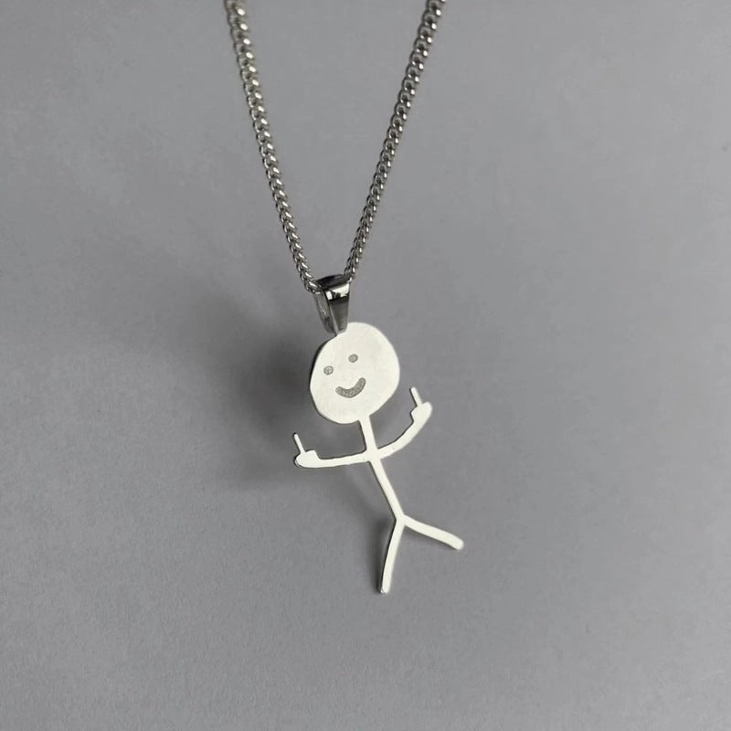 Necklace Stainless Steel Graffiti Character Fun Minimo de compra 5 ZhuoX006