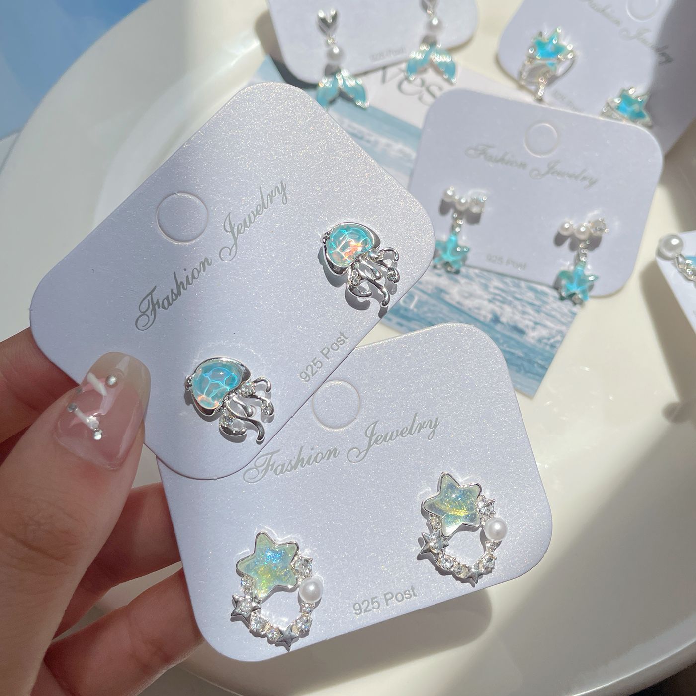 Alloy Ocean Series Blue Earrings MIC-ShuangX045