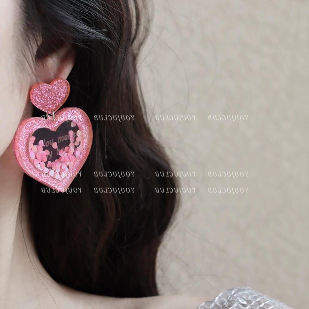 Alloy Flowing Sand Peach Heart Earrings MIC-DongJ009