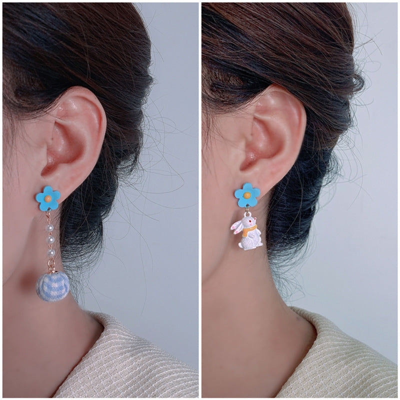 Alloy Blue Rabbit Earrings (Minimo de Compra 2) MIC-XingS010