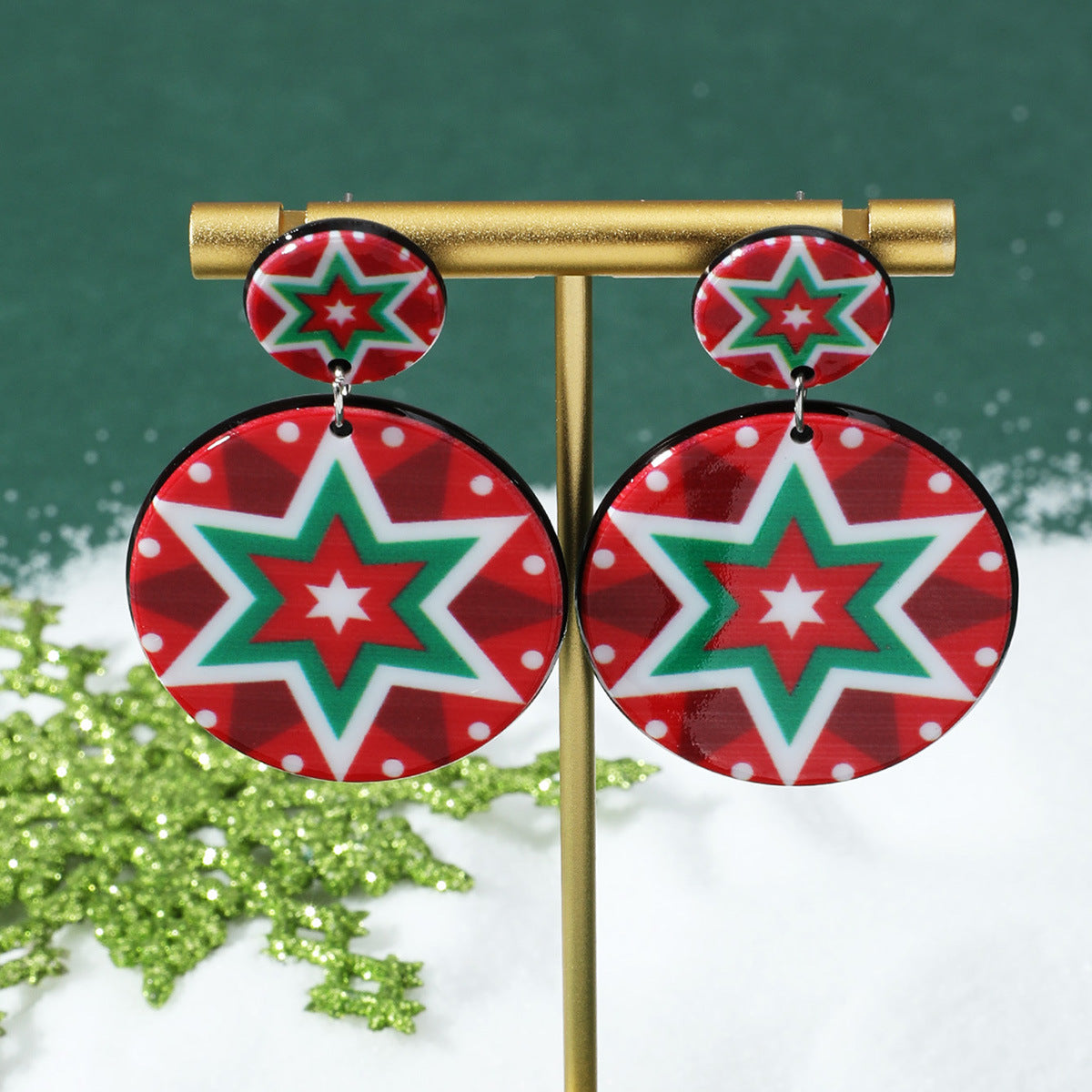 Acrylic Christmas Tree Snowman Earrings MIC-JunJ022