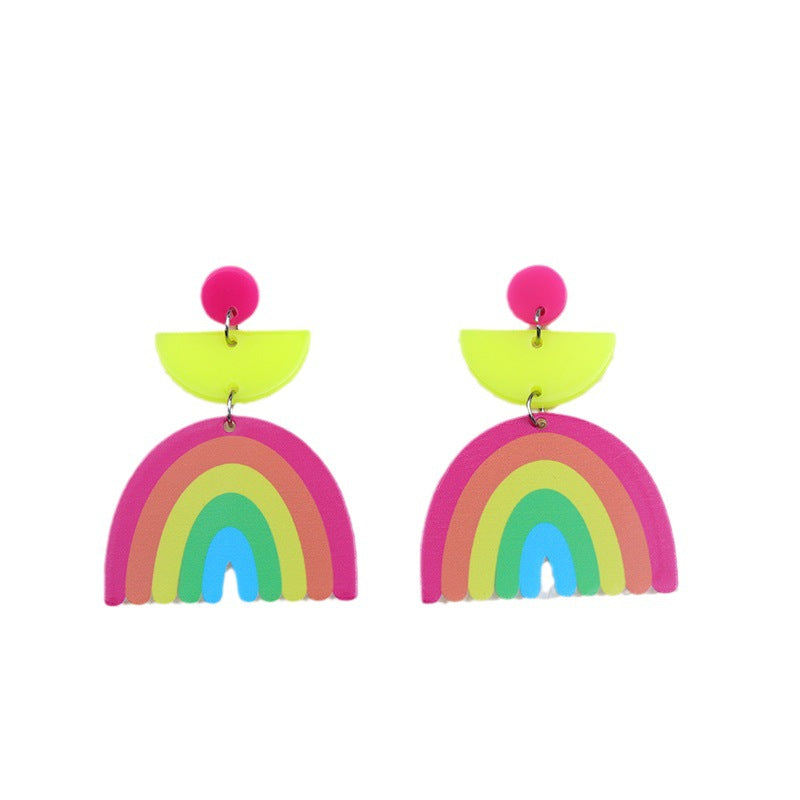 Alloy New Geometric Rainbow Earrings (Minimo de Compra 2) MIC-DuA058