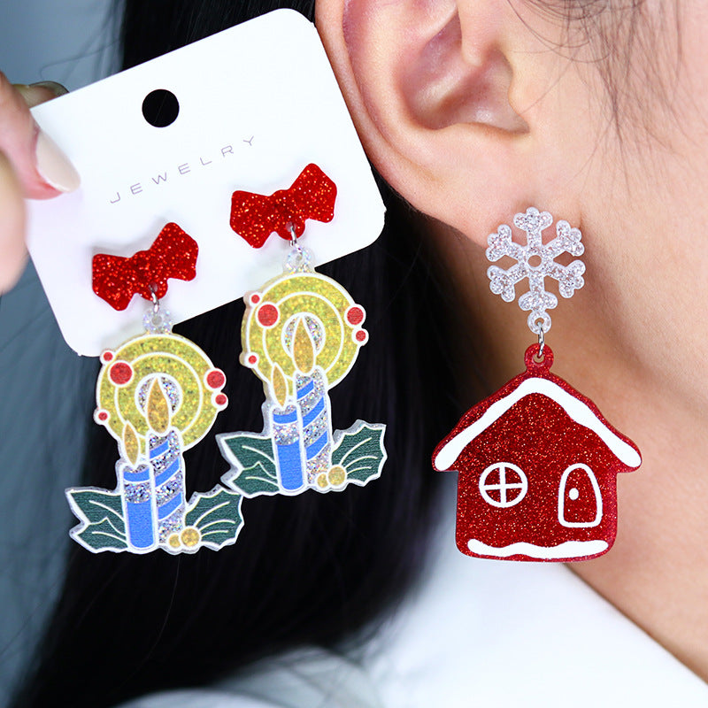 Alloy New Christmas Elk Snowflake Earrings (Minimo de Compra 2) MIC-DuA057