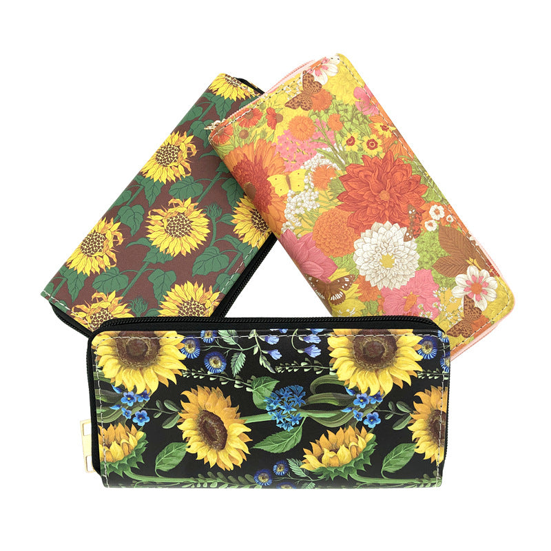 PU Flower Sunflower Wallet (Minimo de compra 3) MYA-JiR047