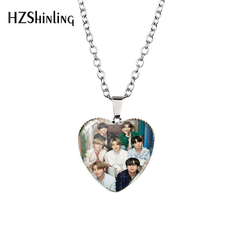 Alloy Time Gem Heart Necklace MIC-XiangL038