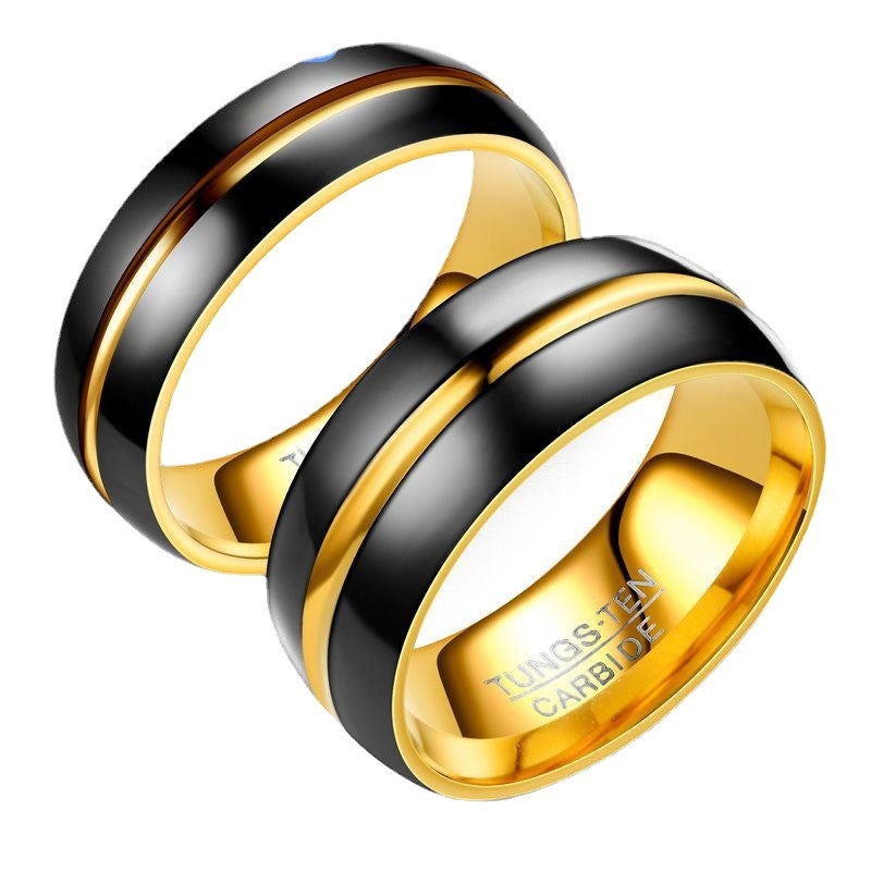 Stainless Steel Black Gold Two Tone Ring MIC-DinC006