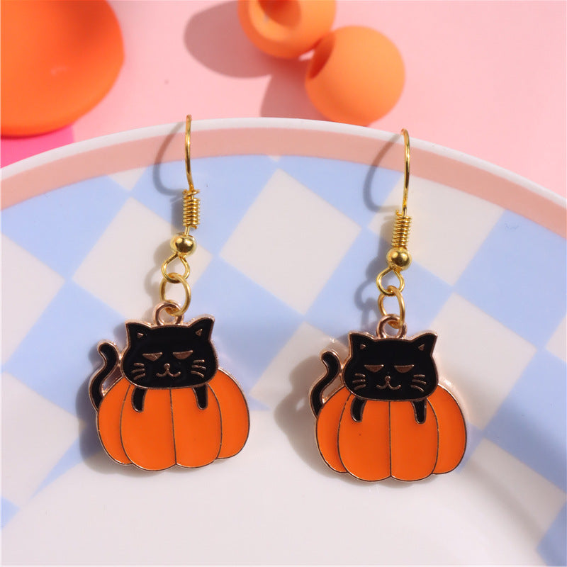 Alloy Little Black Cat Pumpkin Earrings (Minimo de compra 2) MYA-HuanQ002