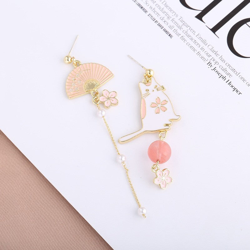 Alloy cat fan earrings MIC-LSY040