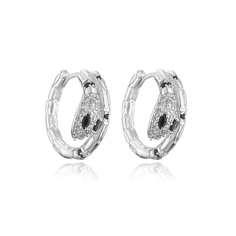 Earrings Stainless Steel Light Luxury Serpentine Earrings Trendy Cold Style Personality Lanlu006