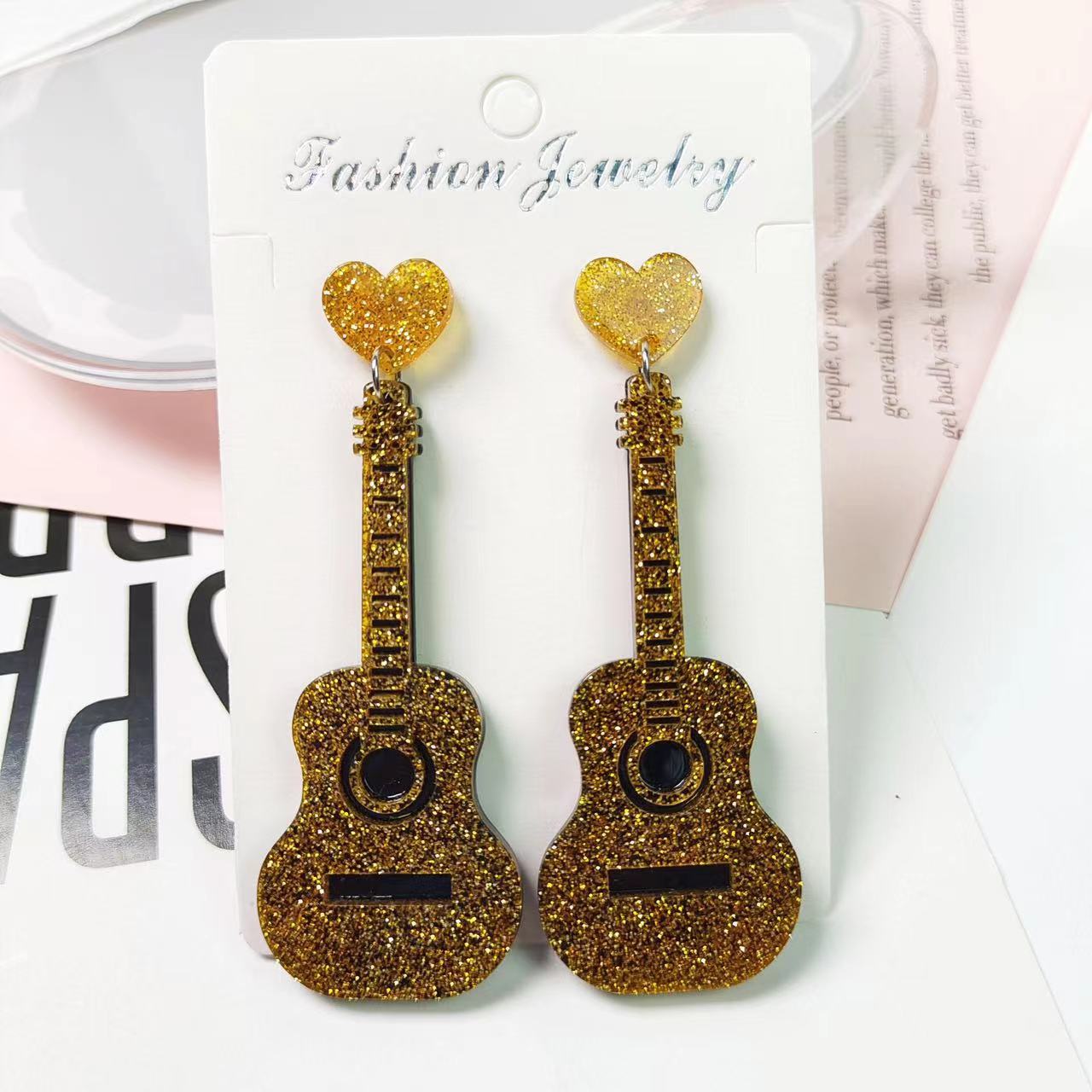 Alloy hip-hop guitar earrings (Minimo de compra 2) MIC-MingX012