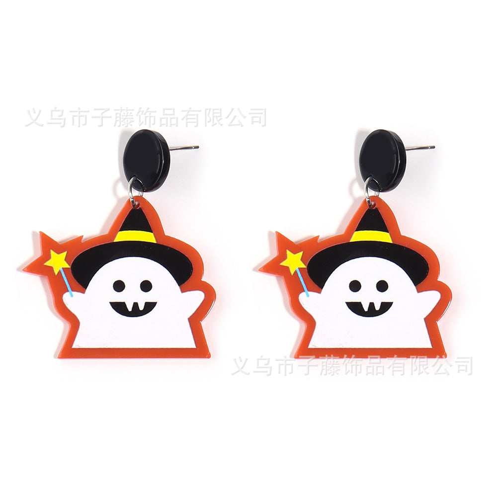 Acrylic Pumpkin Ghost Hole Earrings (Minimo de Compra 2) MIC-ZiT001