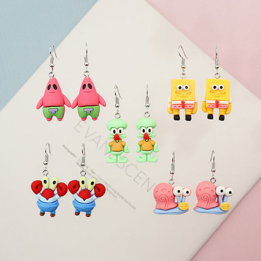 Acrylic cartoon sponge baby earrings MIC-NiQ039