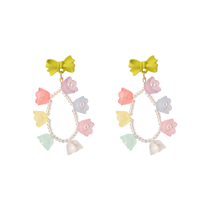 Alloy colored flower earrings MYA-LSY036