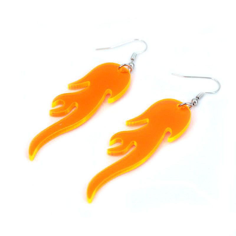 Acrylic Mirror Gold Flame Earrings MIC-QiuG010