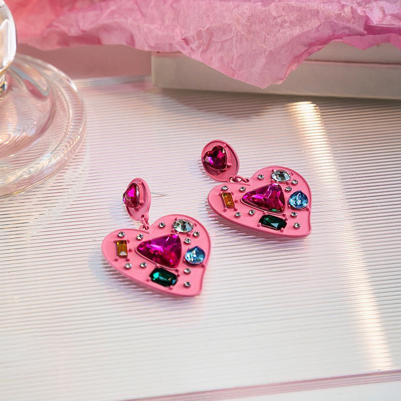 Alloy Pink Love EarringsMIC-LSY035