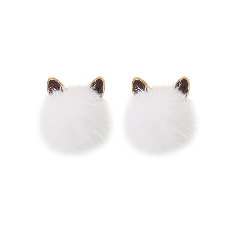 Alloy Cute Mink Hair Ball Earrings (Minimo de Compra 2) MIC-SBL001