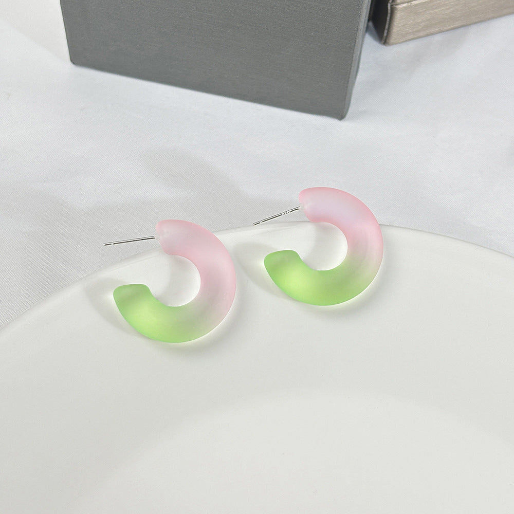 Alloy candy colored frosted C-ring earrings MIC-MDD159