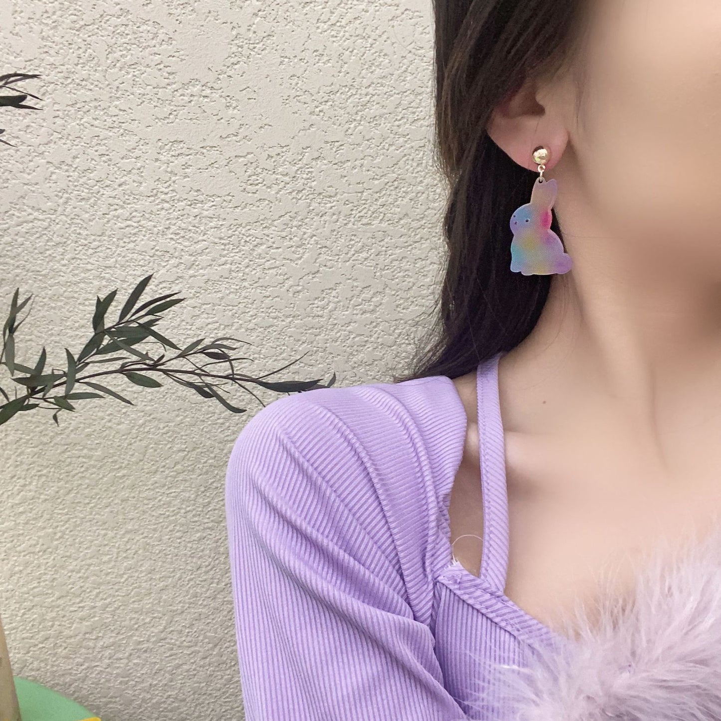 Alloy Rabbit Cat Cartoon Earrings MIC-AiM017