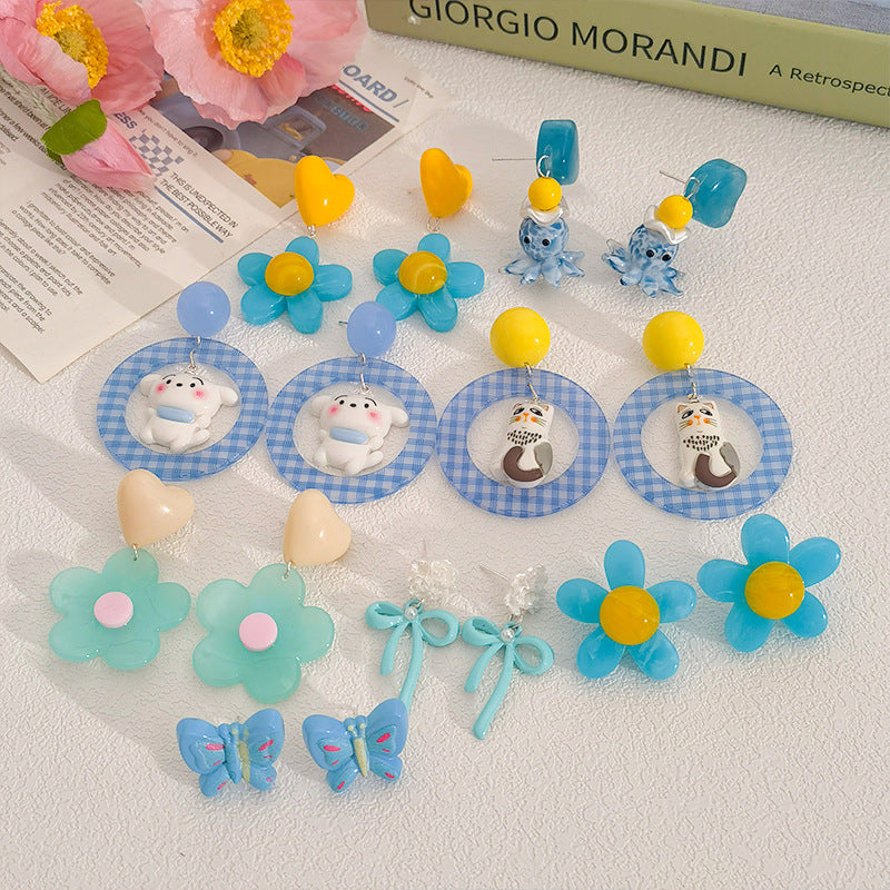 Alloy Summer Blue Earrings (Minimo de Compra 5) MIC-JiuY059