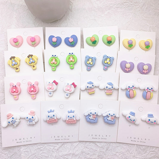 Resin Colored Peach Heart Earrings  (Minimo de Compra 2) MIC-ShiJ003