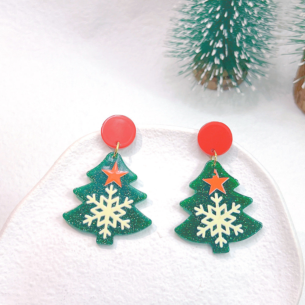 Alloy printed Christmas tree earrings (Minimo de Compra 2) MYA-PingH038