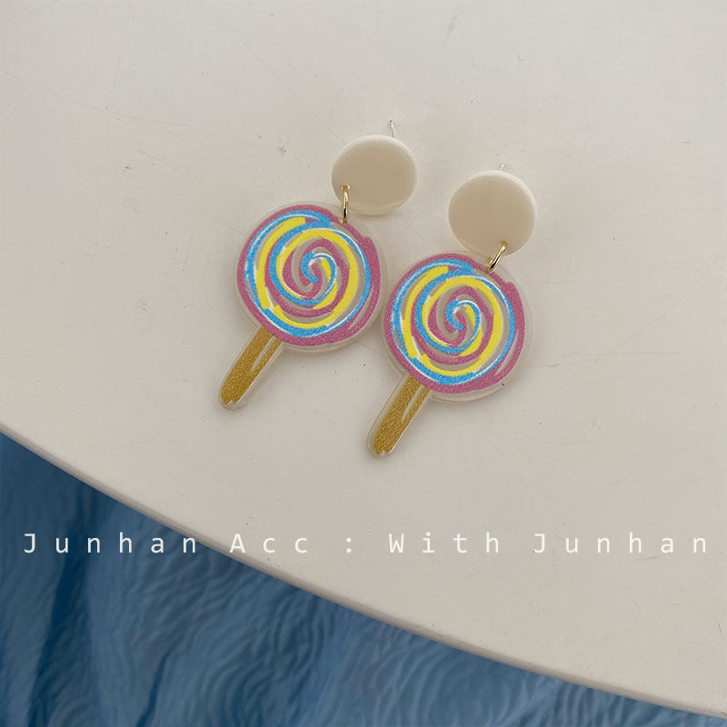 Acrylic lollipop kitten earrings MIC-JunH002