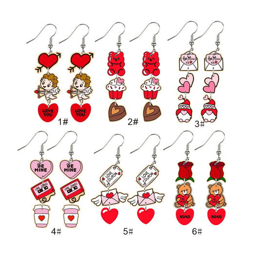 Acrylic Pink Love Coffee Earrings MIC-XueP135