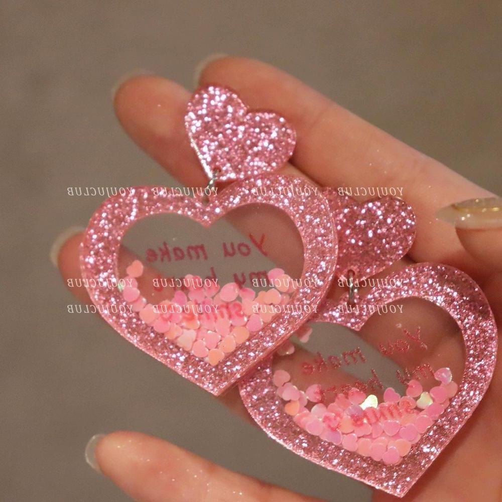 Alloy Flowing Sand Peach Heart Earrings MIC-DongJ009