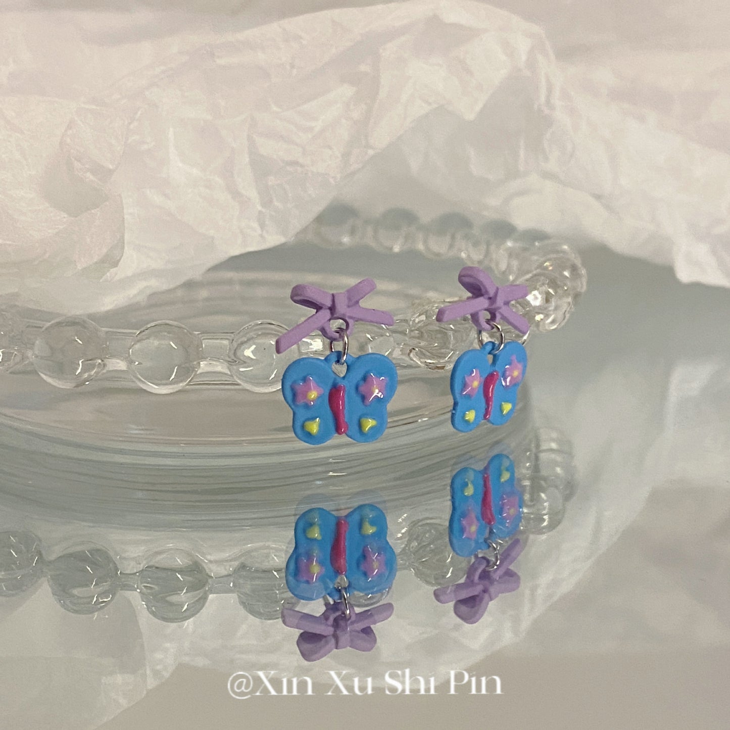 Alloy Purple Butterfly Earrings MIC-XinXu021