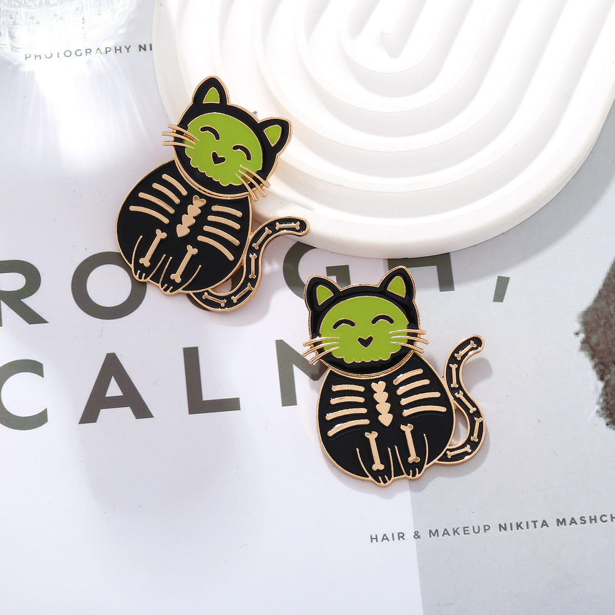 Alloy Halloween kitten earrings MIC-ManY076