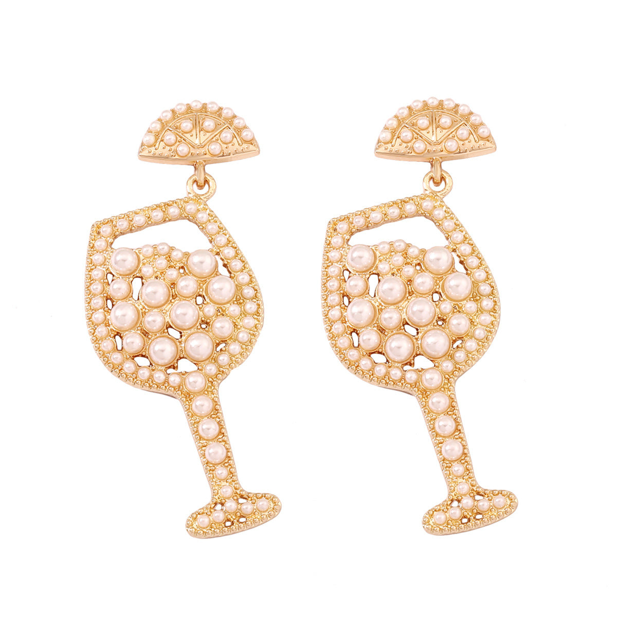 Alloy juice cup pearl earrings (Minimo de compra 5) MYA-MiX001