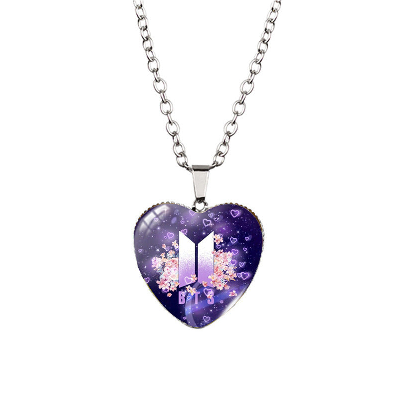 Alloy Time Gem Heart Necklace MIC-XiangL041