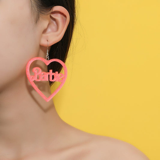 Acrylic Heart Hollow Earrings (Minimo de Compra 3) MIC-HaoC001