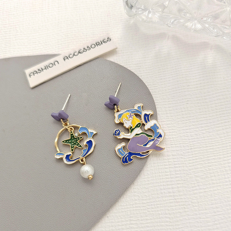 Alloy cartoon bow asymmetric earrings MYA-BLD008