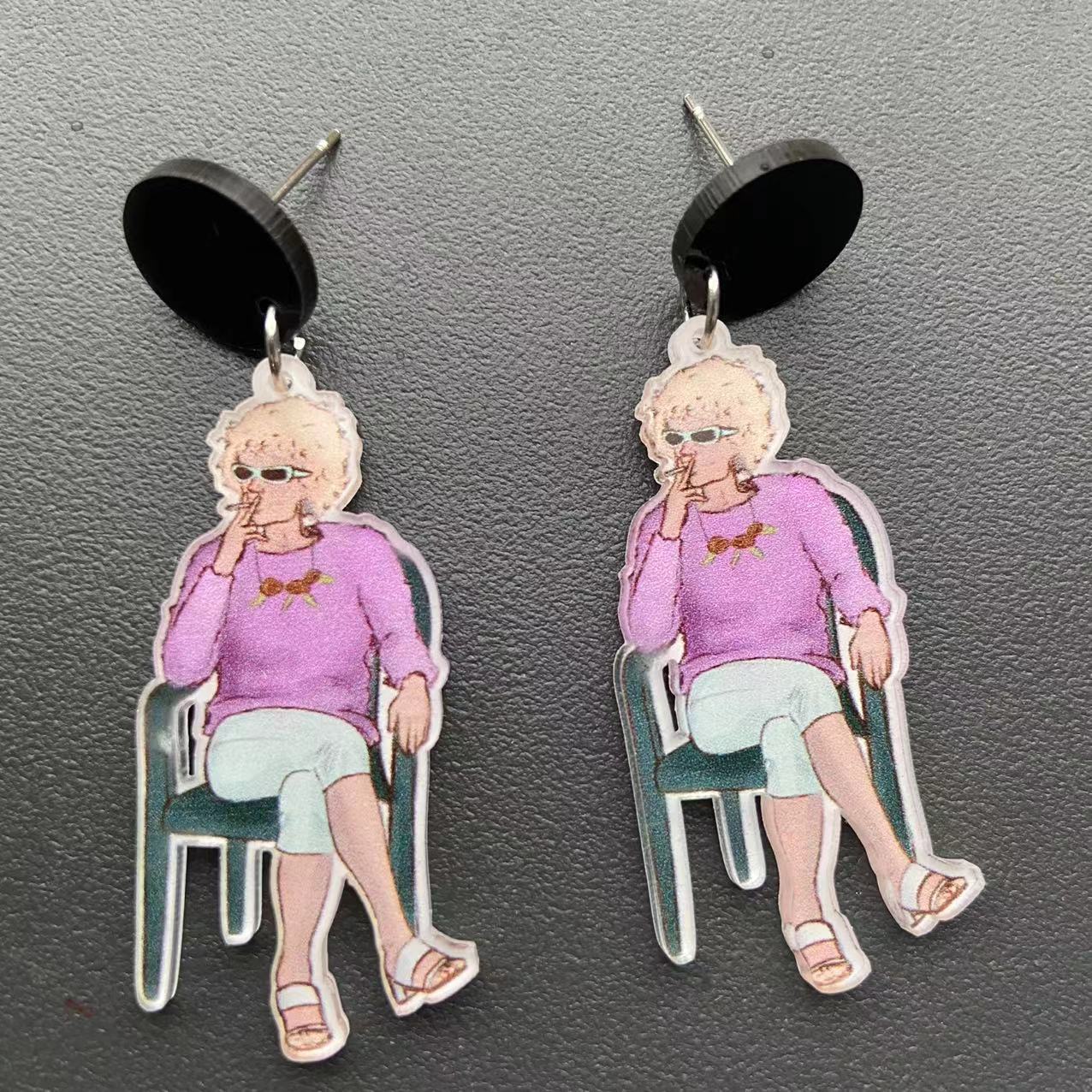 Acrylic Smoking Chair Women's Earrings MIC-XueP107