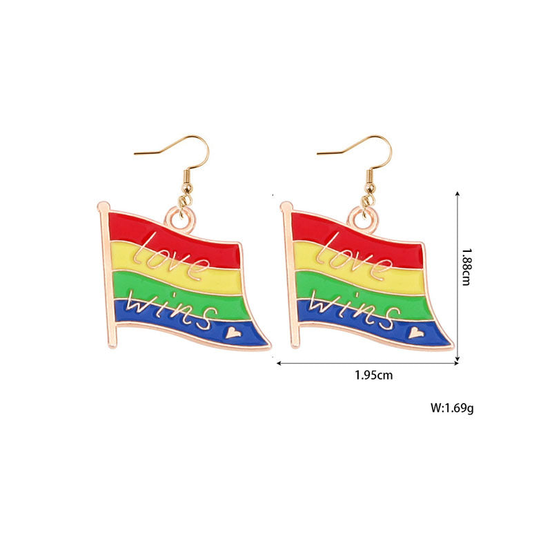 Alloy Rainbow Oil Dropping Earrings MIC-YiY004