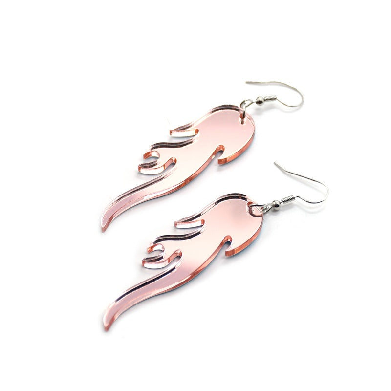 Acrylic Mirror Gold Flame Earrings MIC-QiuG010