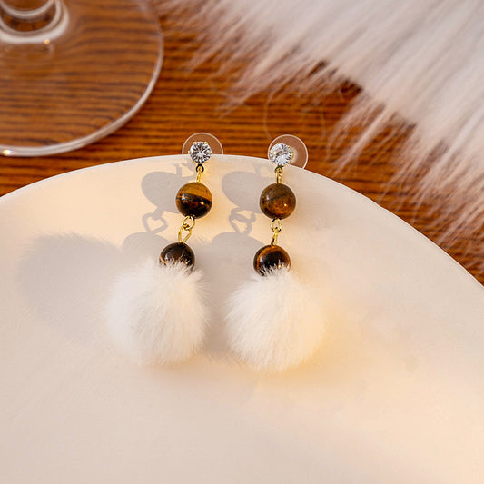 Alloy Beaded Hair Ball Earrings MIC-MDD107