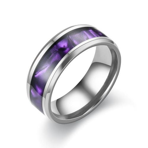 Stainless steel colorful purple colorful shell ring MIC-TS018