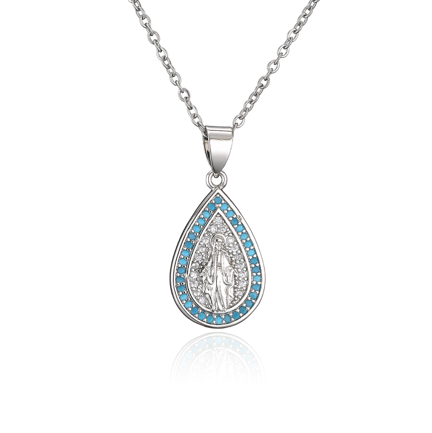 Stainless steel colored diamond water drop necklace MYA-JuC013