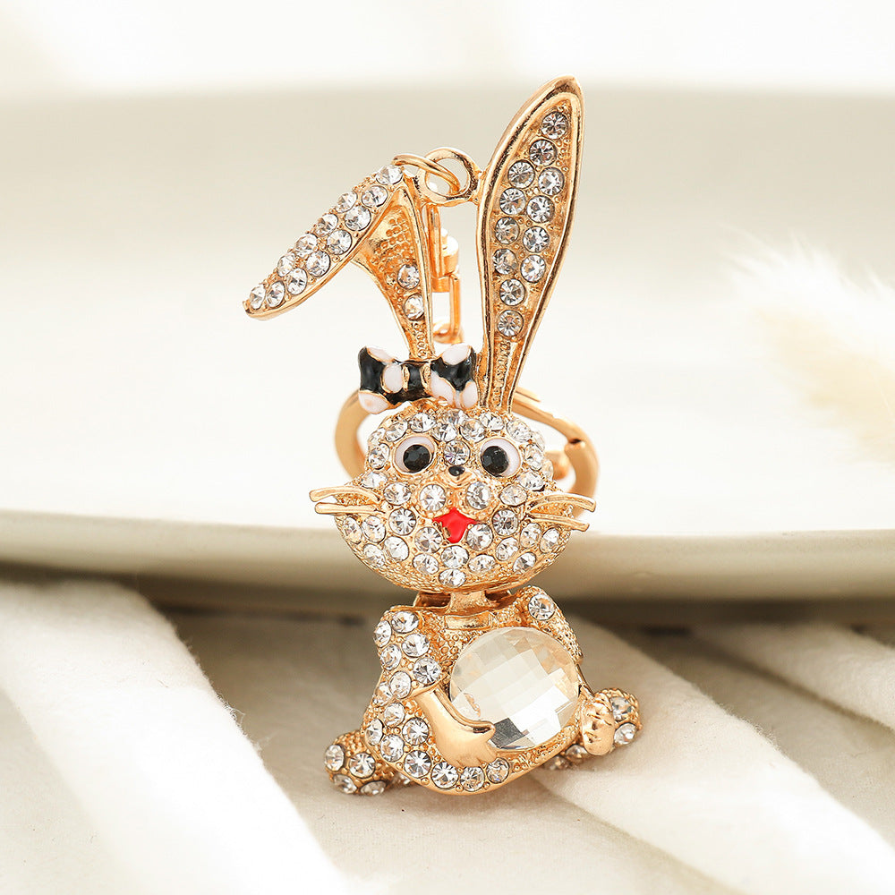 Lovely rabbit keychain with diamond  (Minimo de compra 2) MIC-ChaoK010