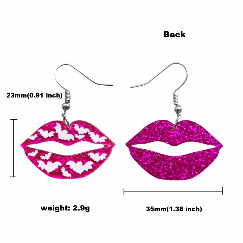 acrylic glitter lips girly heart earrings Minimo de compra 2 XUEP042