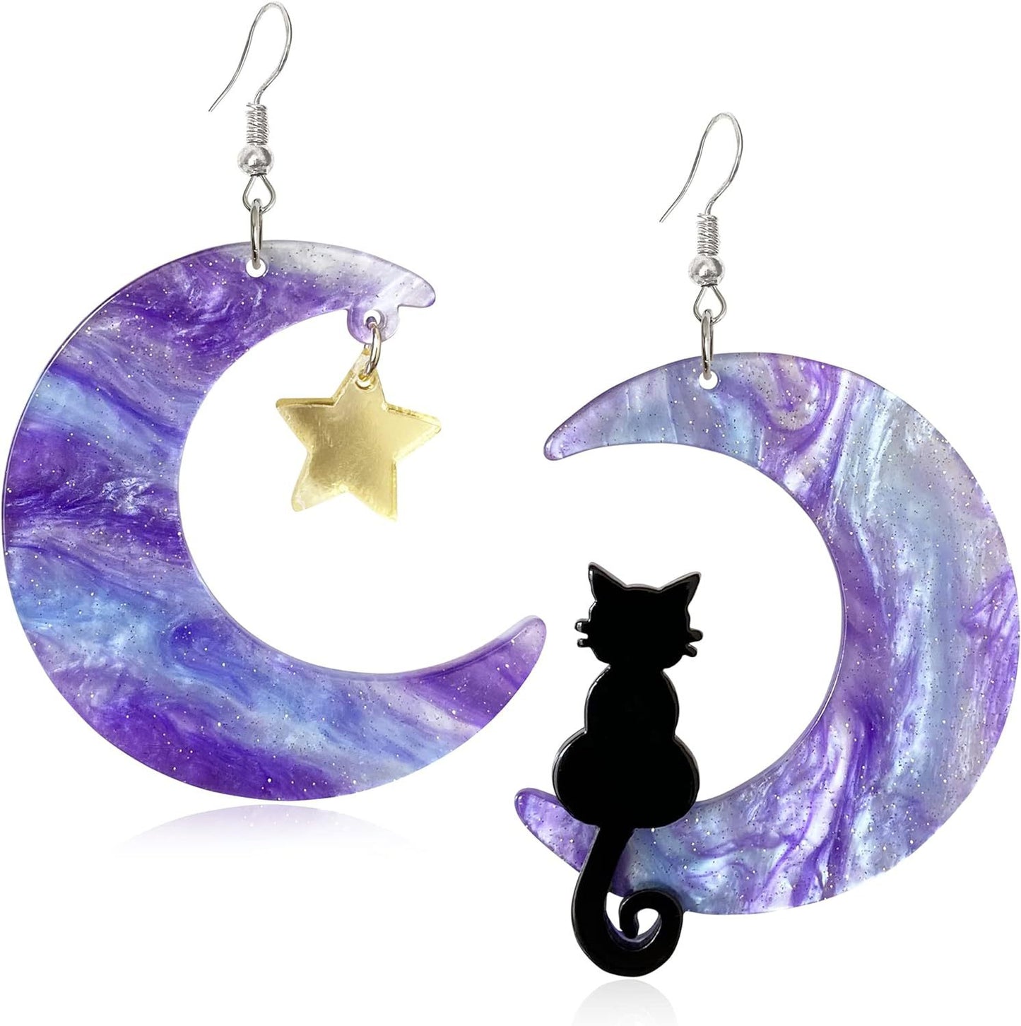 Acrylic Moon Star Cat Earrings (Minimo de compra 2) MIC-ManT022