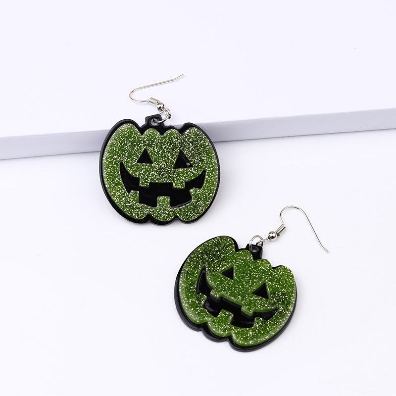 Acrylic Halloween Pumpkin Splice earrings (Minimo de Compra 2) MYA-DuA037