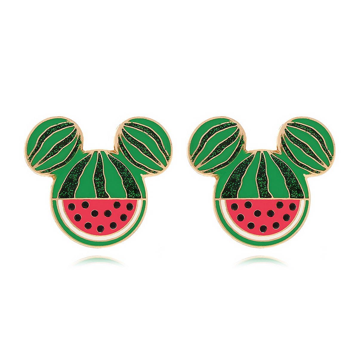 Alloy gradient color diamond studded watermelon earrings MIC-ManY084