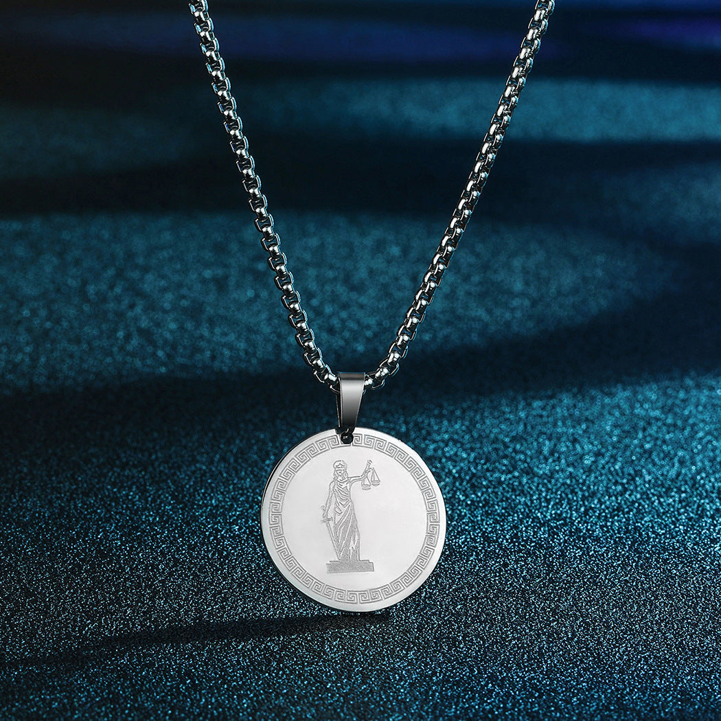 Stainless Steel Themis Titan Divine Law and Order Pendant Necklace