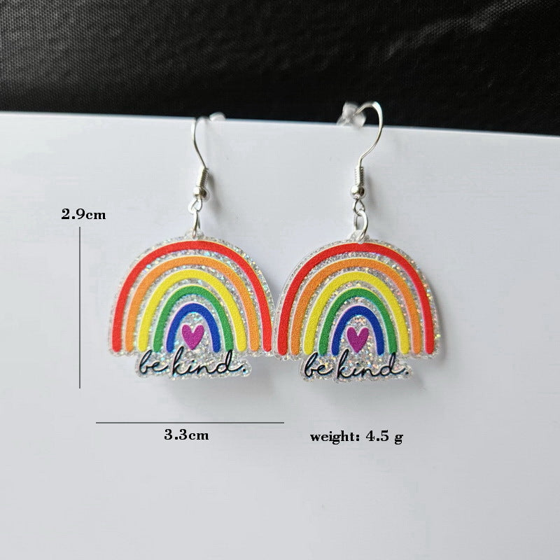 Acrylic Seven Color Rainbow Earrings MYA-XueP082