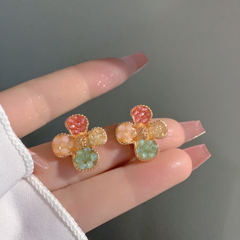 Alloy colored flower earrings (Minimo de compra 2) MIC-YBY012