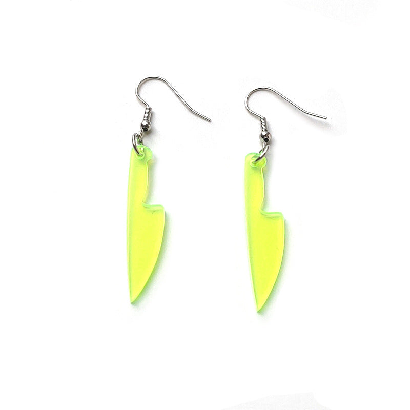 Acrylic green dagger, small knife, earrings MIC-QiuG012